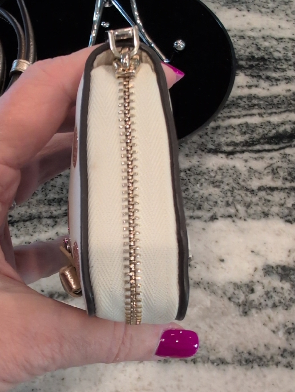 Kate Spade Metallic Gold Dome Satchel w/Gold Glitter Polkadot Wallet - Picture 10 of 13